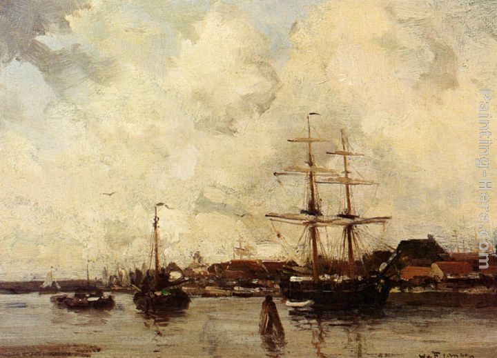 A View Of Harlingen Harbour painting - Willem George Frederik Jansen A View Of Harlingen Harbour art painting